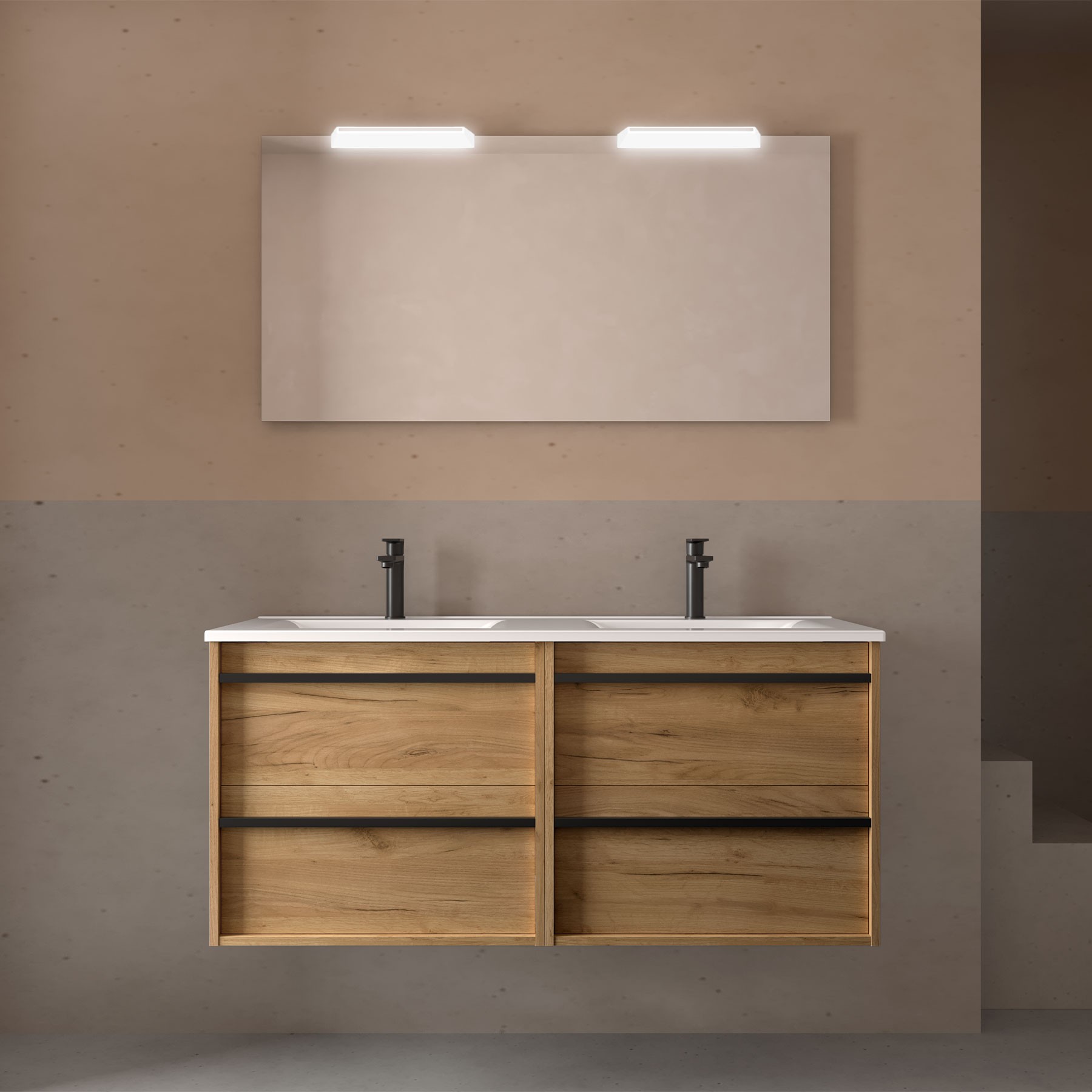 SALGAR ATTILA BAJO DOBLE 2S + ENCIMERA PORCELANA ROBLE AFRICA 120 CM - Imagen 2