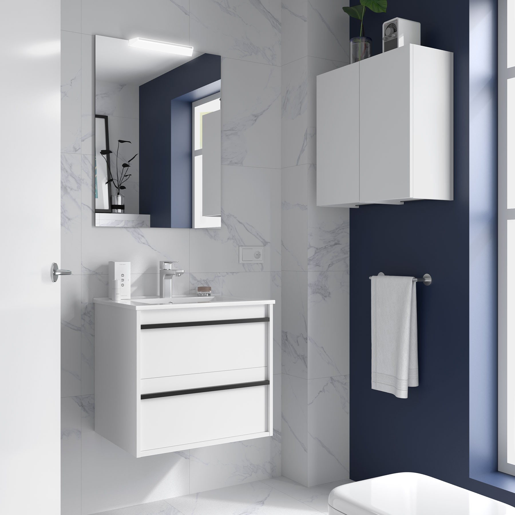 SALGAR ATTILA BAJO 2C + ENCIMERA PORCELANA BLANCO MATE 60 CM - Imagen 2