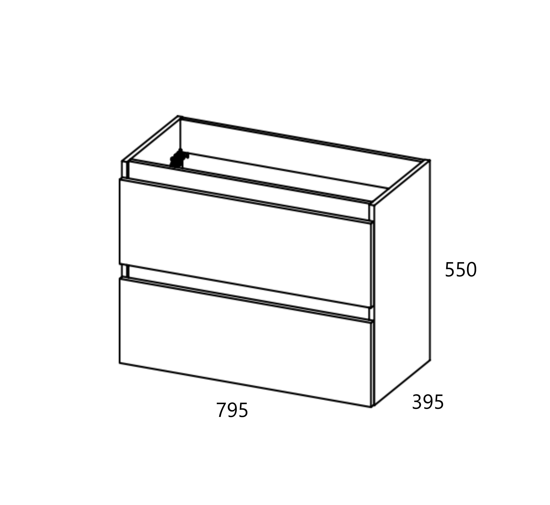 VISOBATH BOX BAJO + ENCIMERA PORCELANA 2C 80 CM BLANCO BRILLO FONDO REDUCIDO - Imagen 7