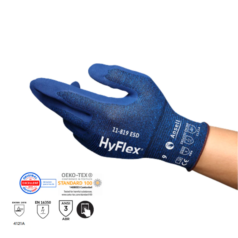 GUANTE HYFLEX 11-819 DE NYLON CON RECUBRIMIENTO DE NITRILO ANTIESTÁTICO - Imagen 2