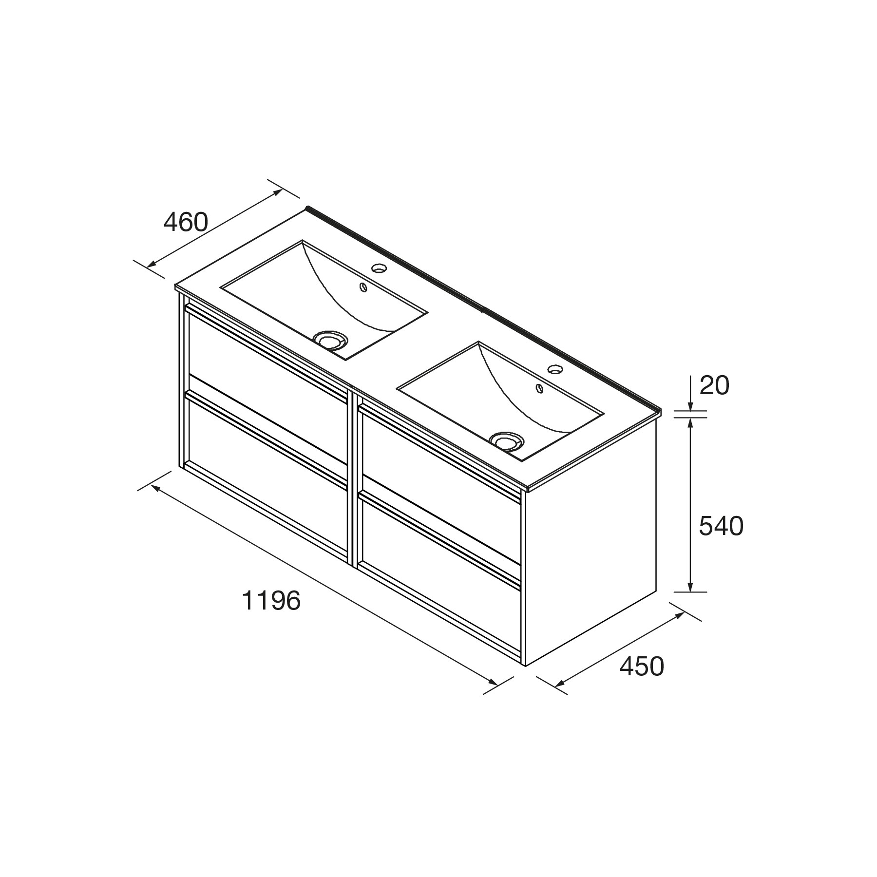 SALGAR ATTILA BAJO DOBLE 2S + ENCIMERA PORCELANA ROBLE AFRICA 120 CM - Imagen 4