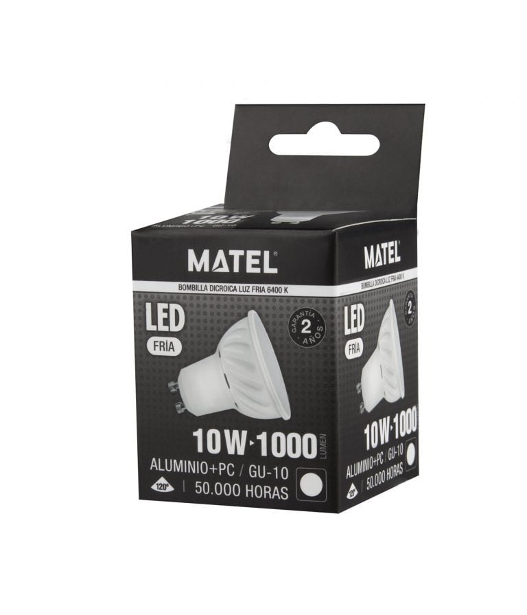 BOMBILLA LED GU10 10W ALUMINIO FRIA MATEL - Imagen 3