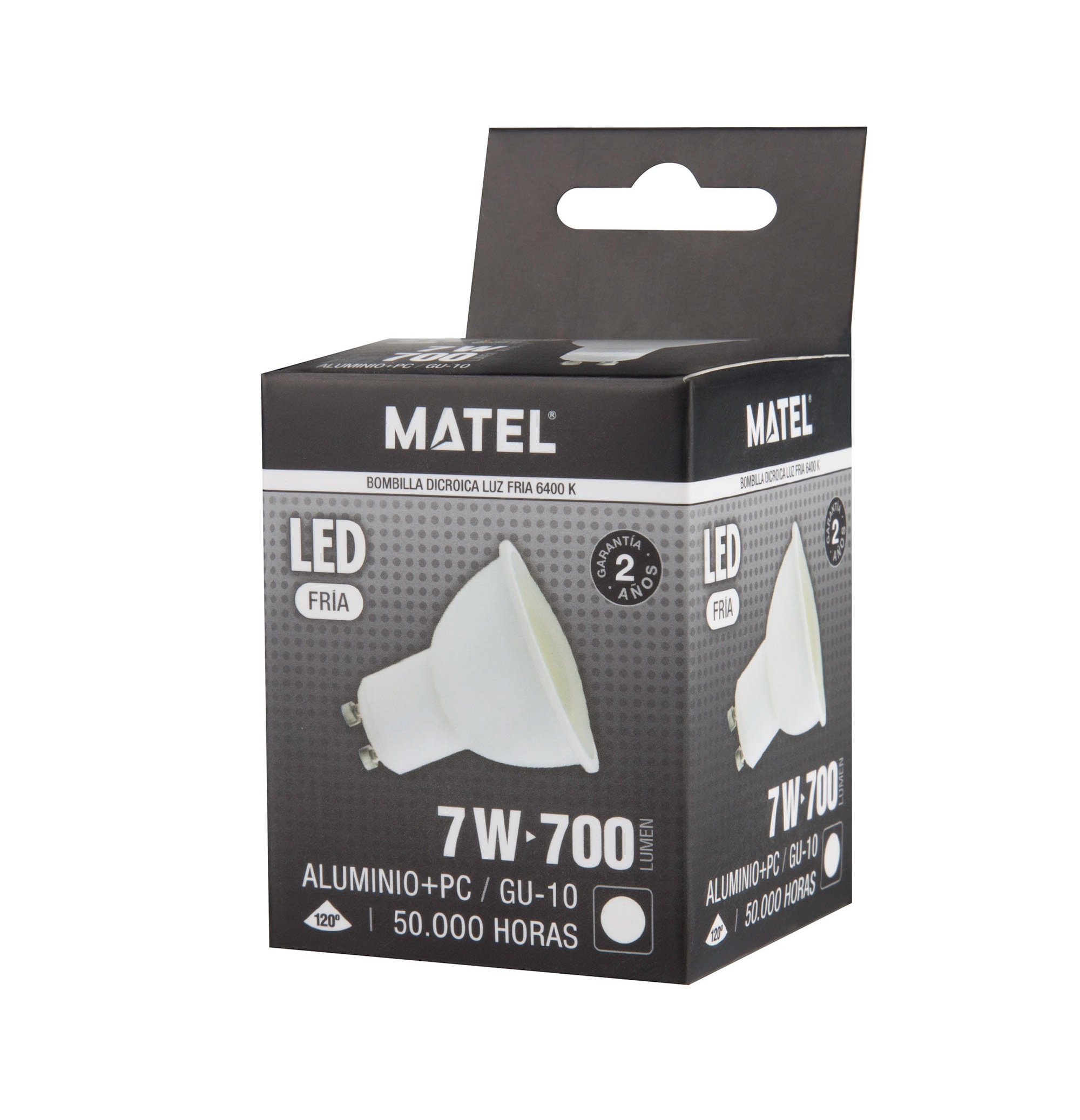 BOMBILLA LED DICROICA GU10 7W FRIA MATEL - Imagen 3