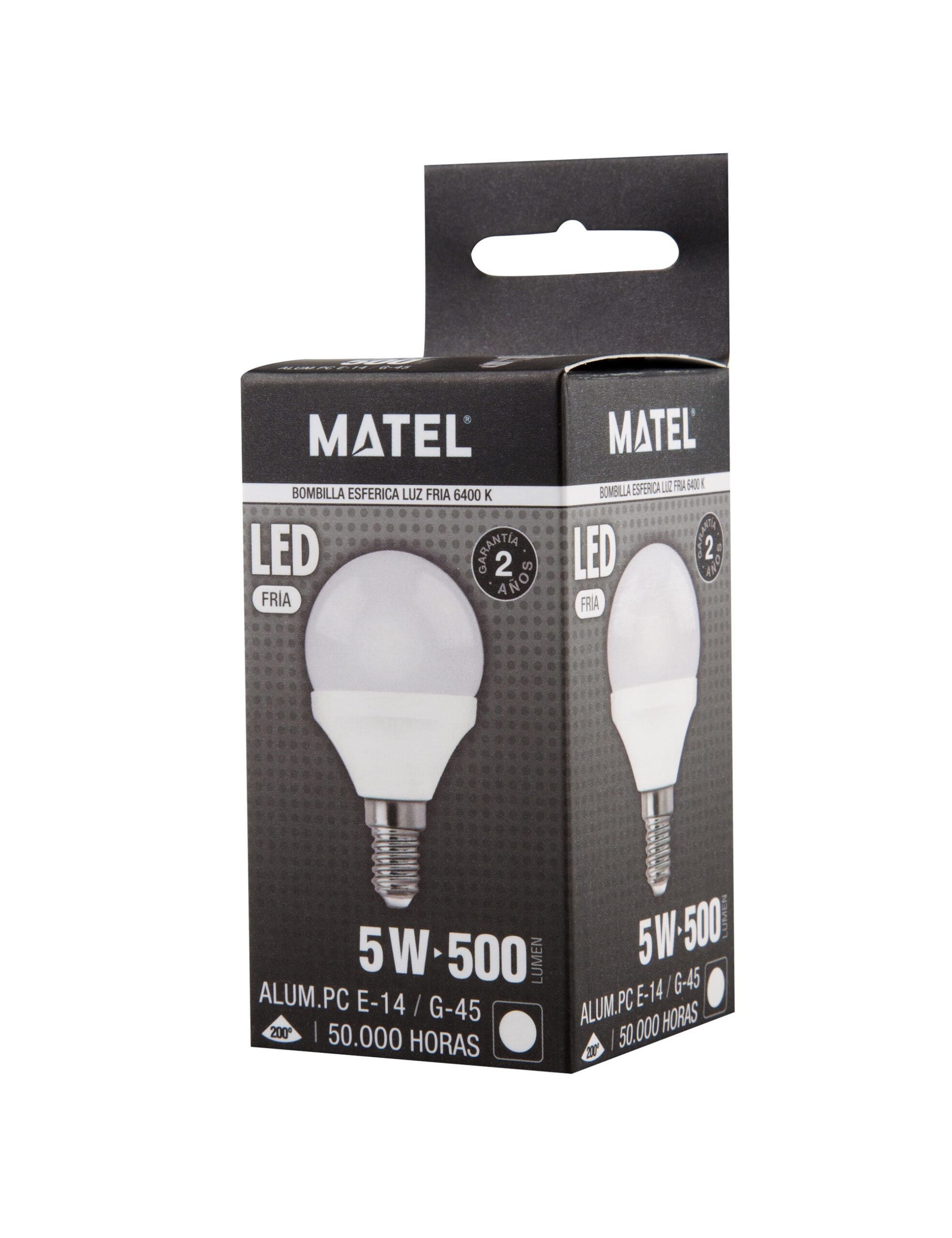 BOMBILLA LED ESFERICA E14 5W FRIA MATEL - Imagen 3