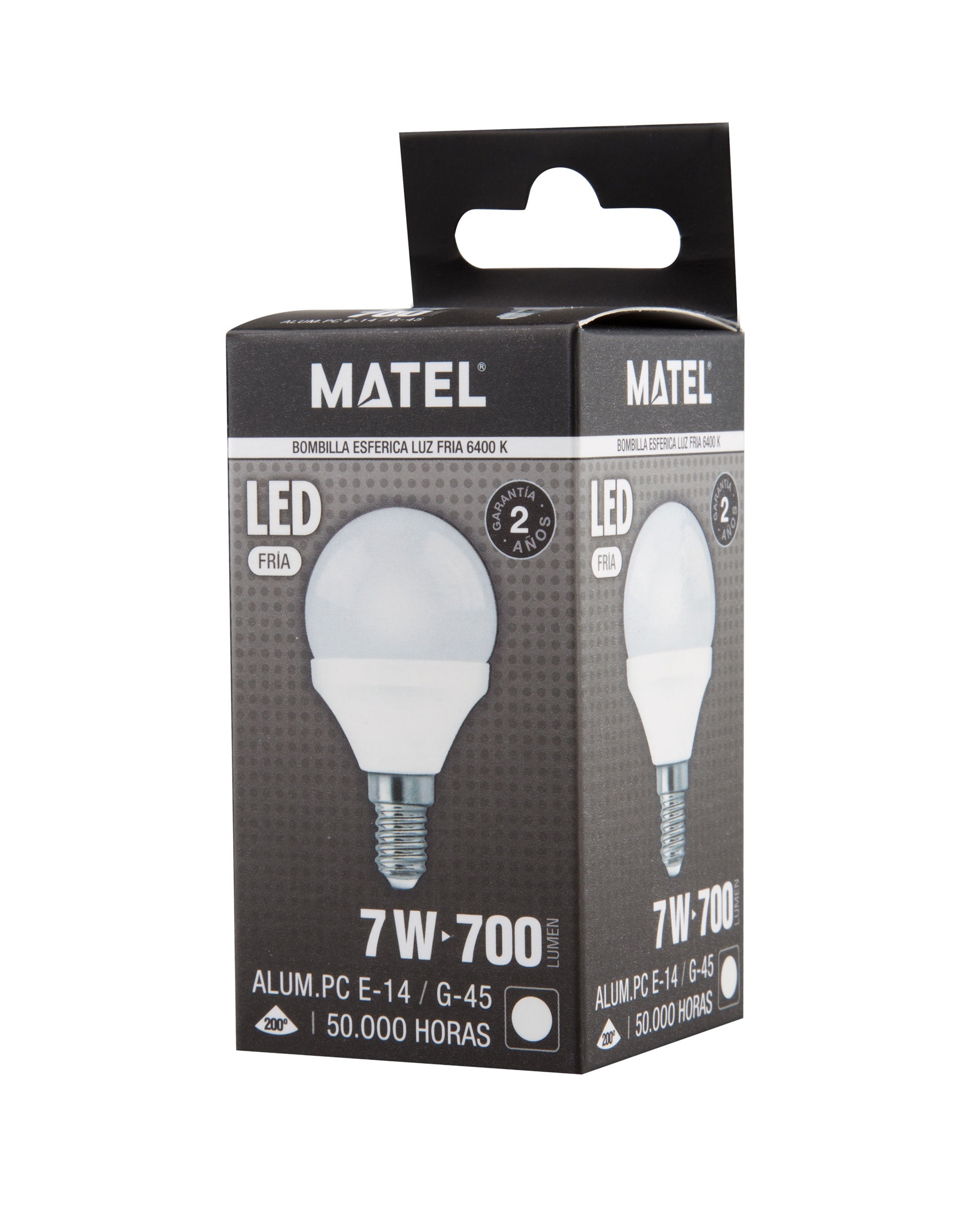 BOMBILLA LED ESFERICA E14 7W FRIA MATEL - Imagen 3