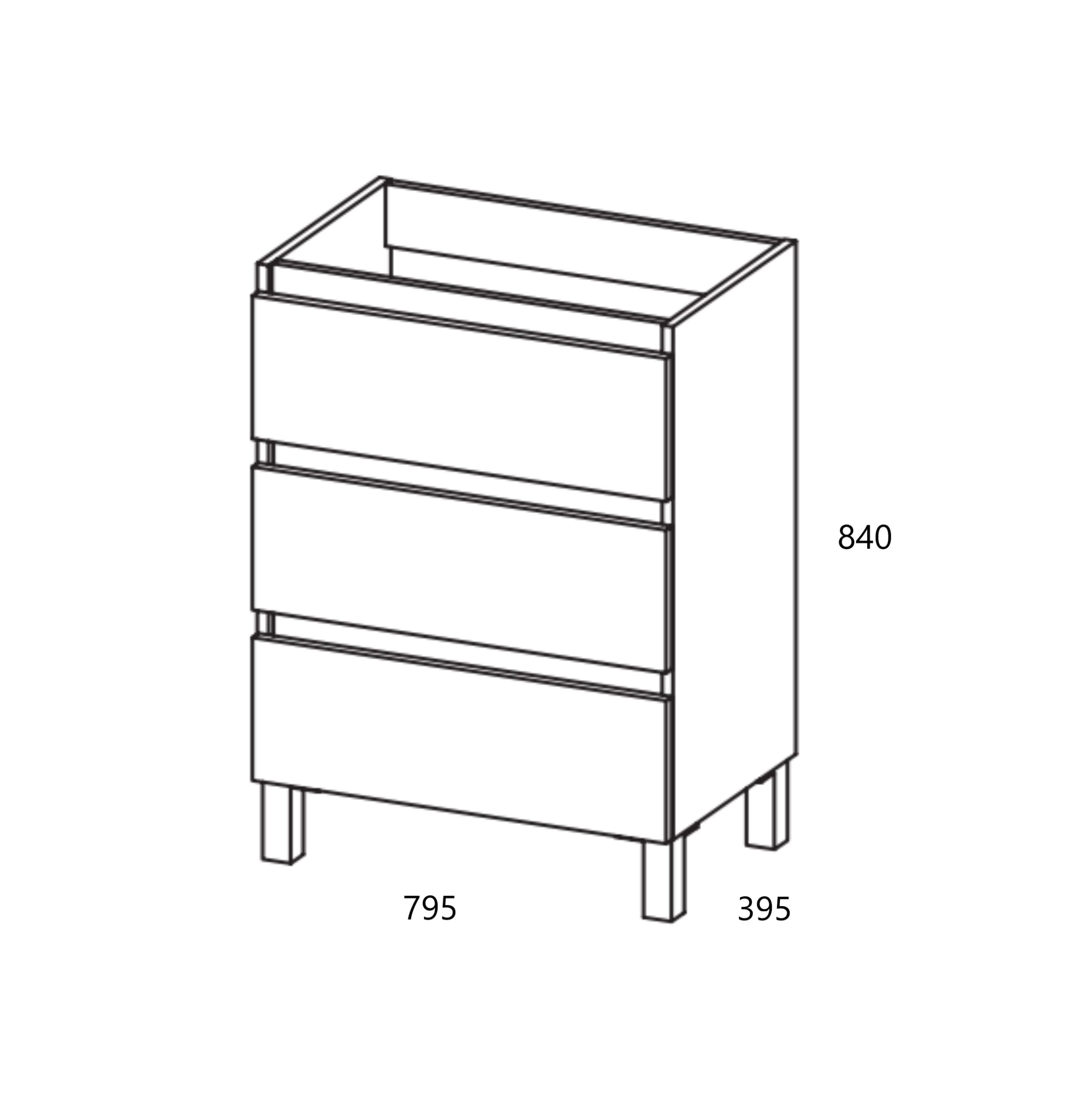 BOX BAJO + ENCIMERA PORCELANA 3C A SUELO 80CM BLANCO MATE F. REDUCIDO - Imagen 4