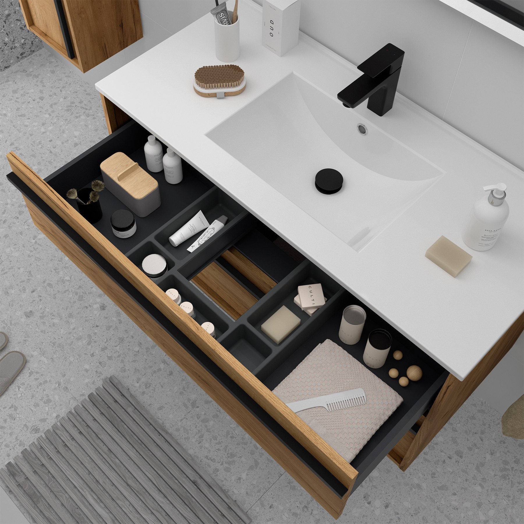 SALGAR ATTILA BAJO DOBLE 2S + ENCIMERA PORCELANA ROBLE AFRICA 120 CM - Imagen 3