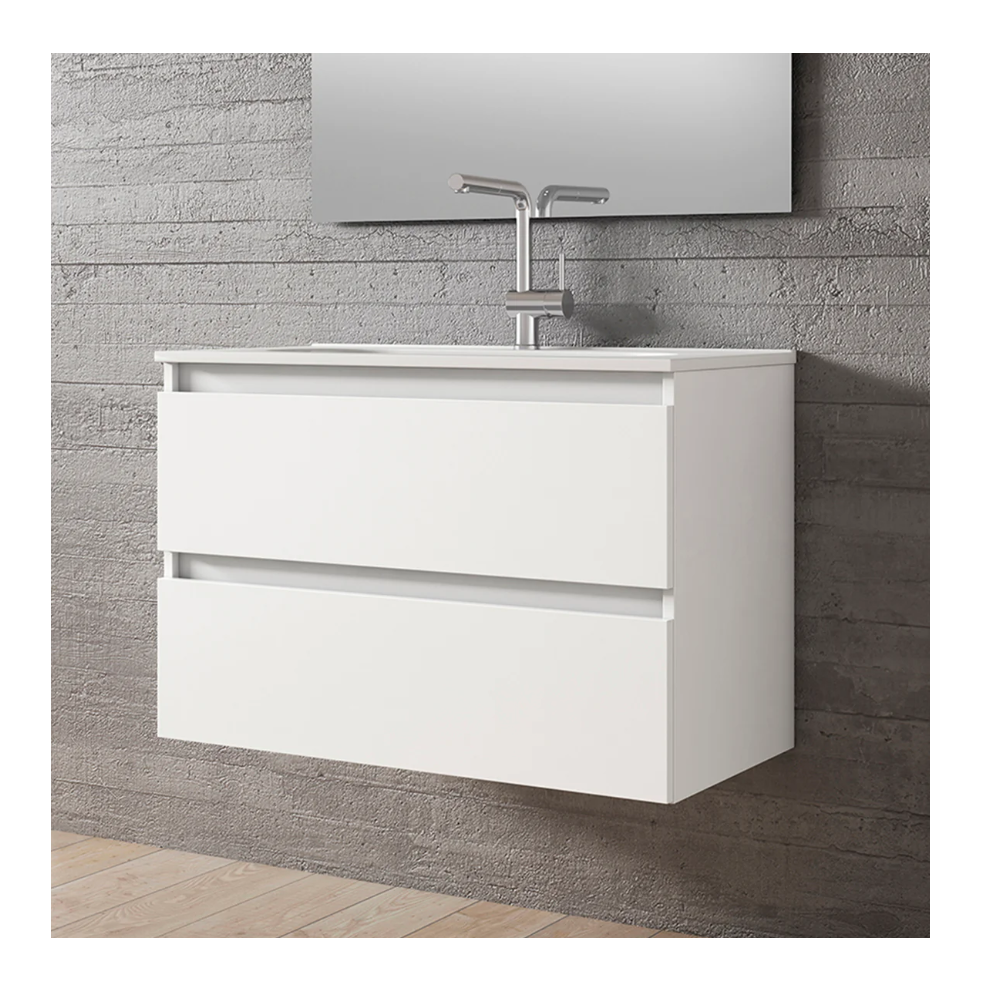 VISOBATH BOX BAJO + ENCIMERA PORCELANA 2C 80 CM BLANCO MATE FONDO REDUCIDO - Imagen 3