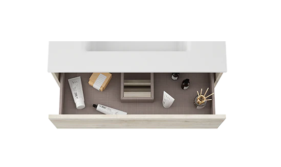 VISOBATH BOX BAJO + ENCIMERA PORCELANA 2C 60 CM ABEDUL FONDO REDUCIDO - Imagen 4