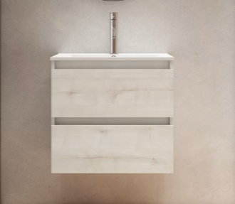 VISOBATH BOX BAJO + ENCIMERA PORCELANA 2C 60 CM ABEDUL FONDO REDUCIDO - Imagen 2