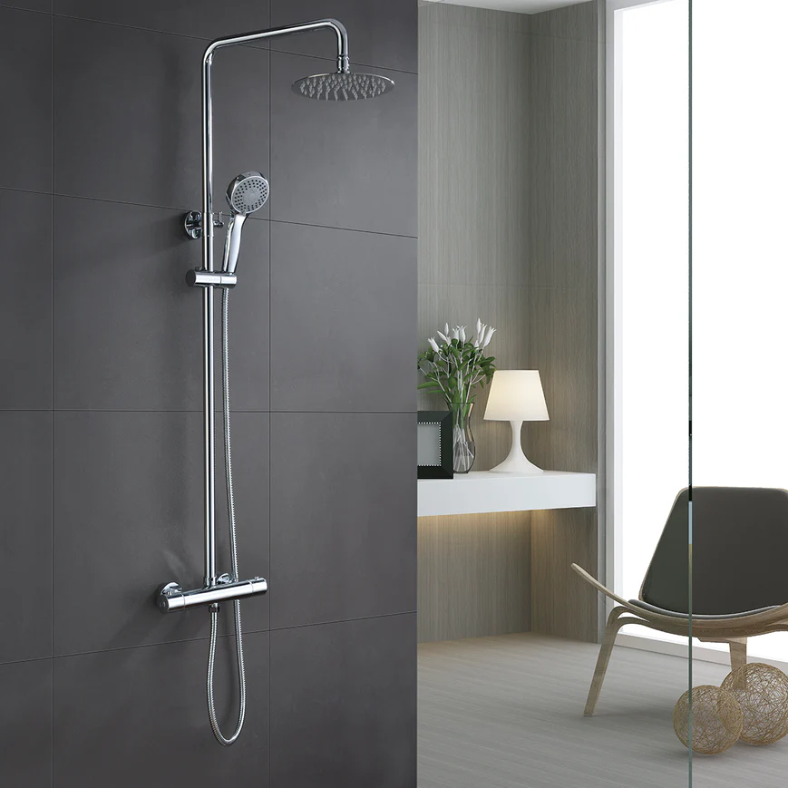 CONJUNTO DE DUCHA TERMOSTÁTICA REDONDO CROMADO IMEX - Imagen 2