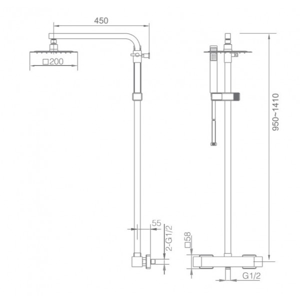 CONJUNTO DUCHA TERMOSTÁTICA CUADRADO NEGRO IMEX - Imagen 4