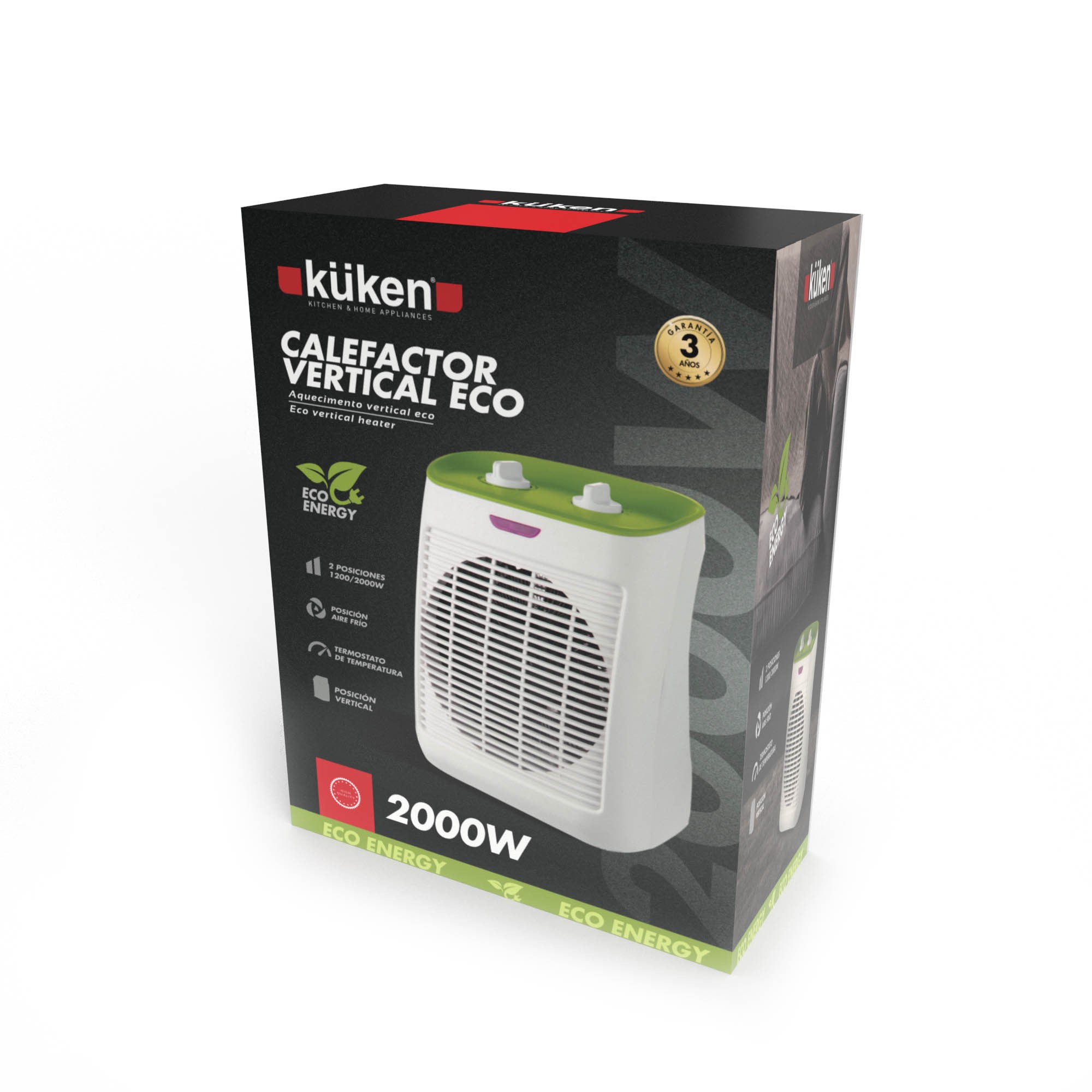 CALEFACTOR KUKEN VERTICAL ECO 1200/2000W - Imagen 3